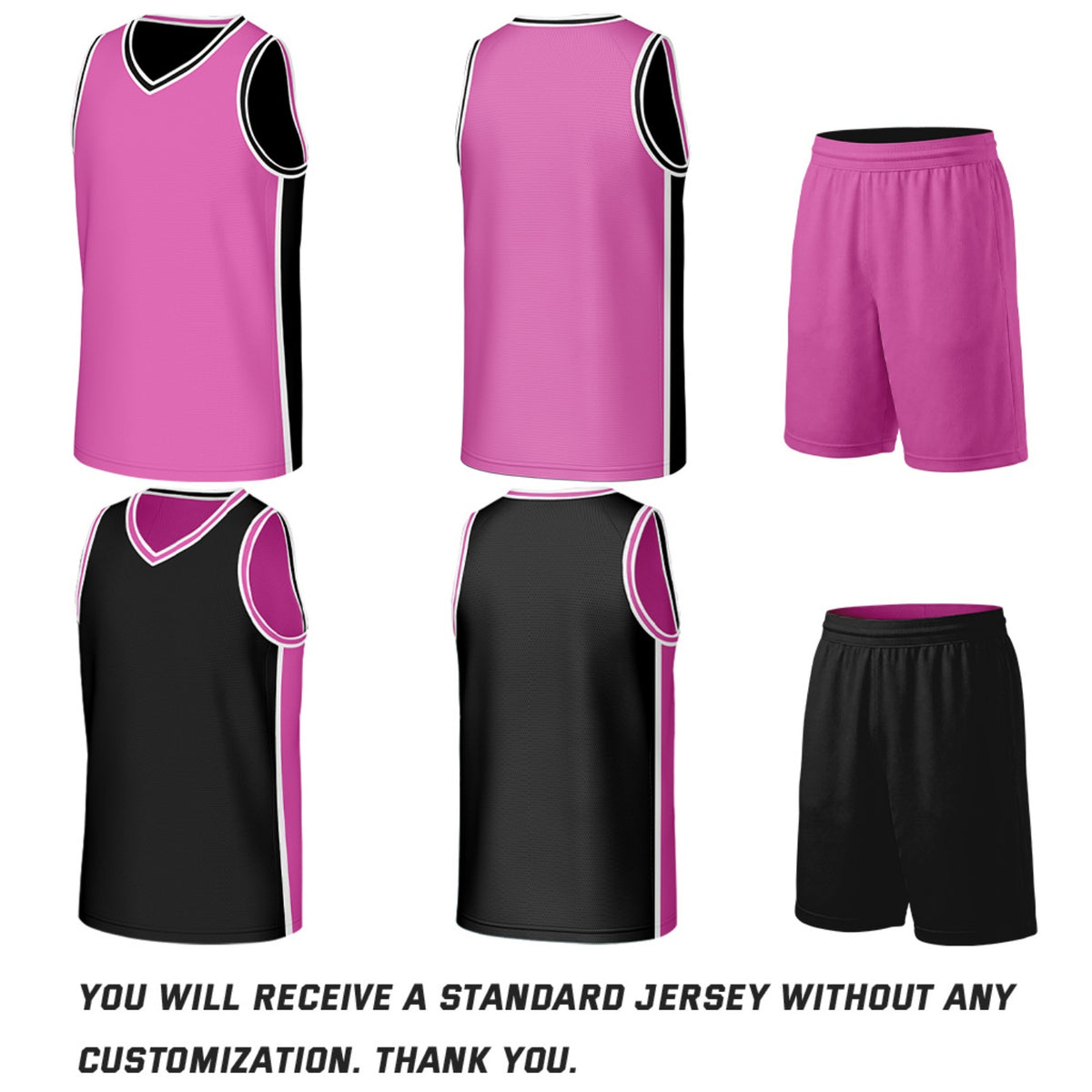 Custom Black & Pink Double Sided Basketball Uniform Set | Personalized Team Uniforms for Adult & Youth