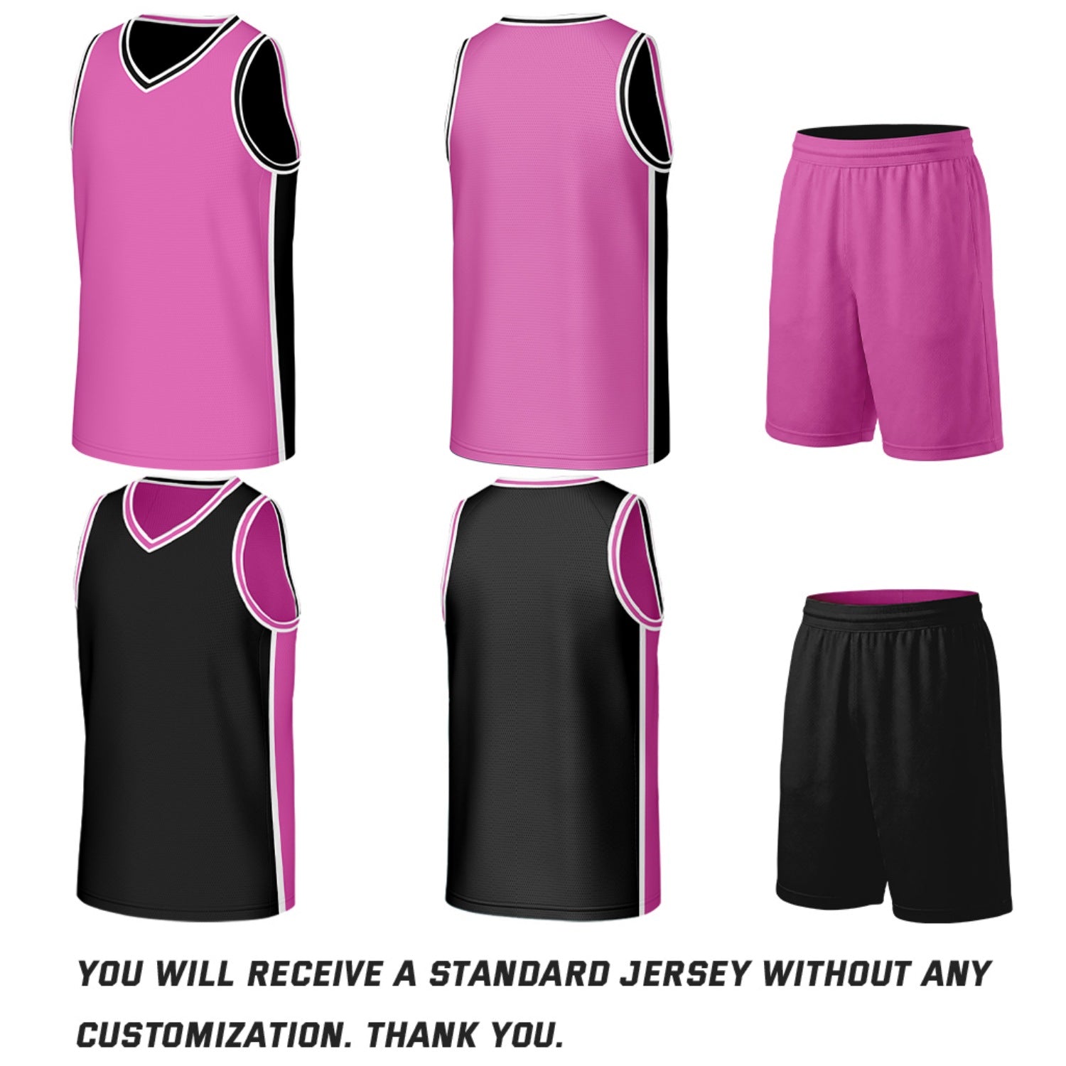 Custom Black & Pink Double Sided Basketball Uniform Set | Personalized Team Uniforms for Adult & Youth