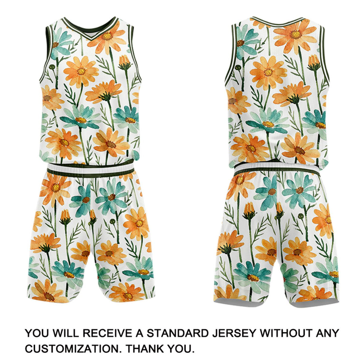 Custom Watercolor Flower Basketball Jersey & Shorts Set | Personalized Team Uniform