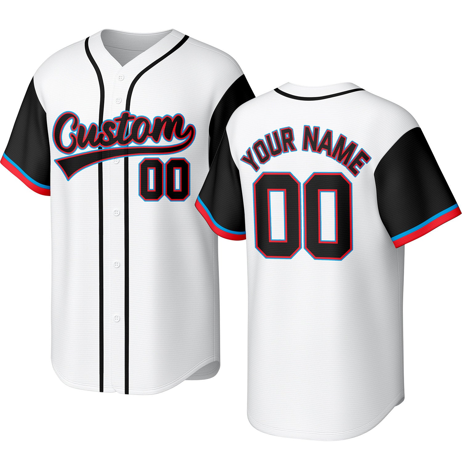 Custom white black baseball jersey with stitched logo, personalized name & number, button-front short-sleeve sports uniform for team men women youth game practice - Vosoli