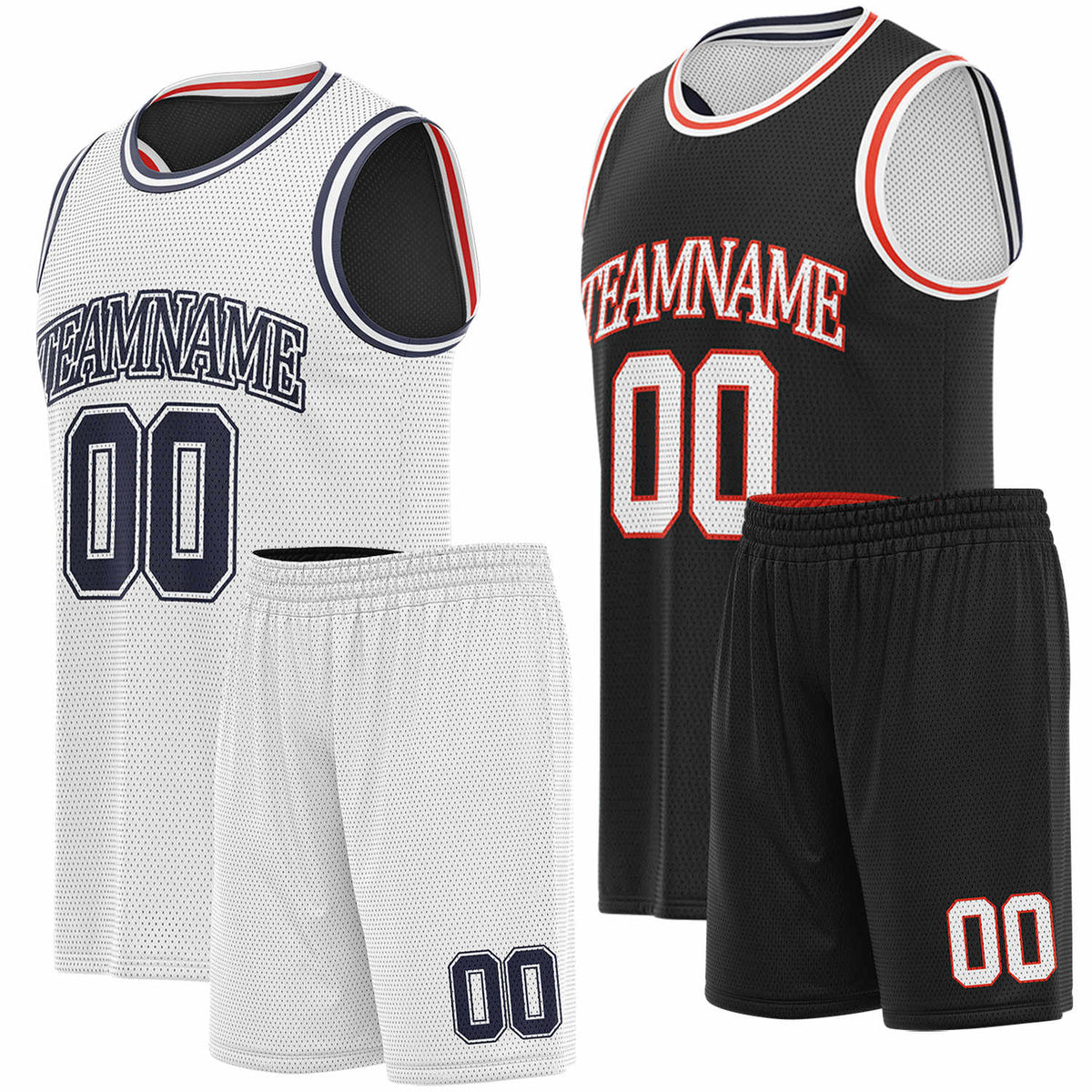 Custom white &amp; black basketball jersey set, personalized name number team logo, sleeveless jersey with matching shorts sports uniform for men women youth adult game practice - Vosoli
