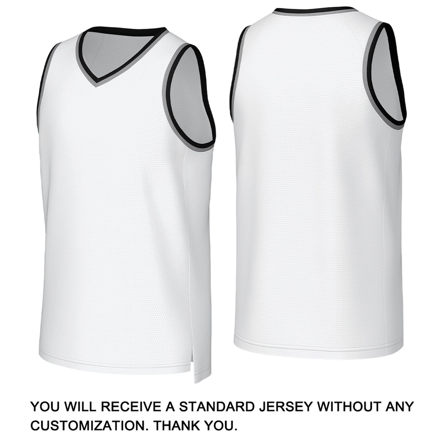Custom White & Black-Grey Basketball Jersey | Personalized Name & Number Team Uniform