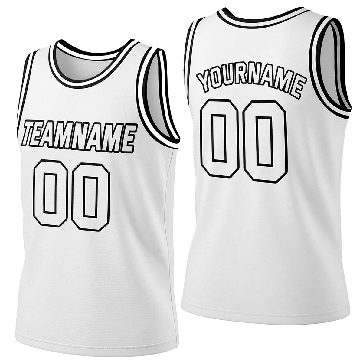 Custom white-black mesh basketball jersey by Vosoli | Personalized name &amp; number team uniform for youth &amp; adults