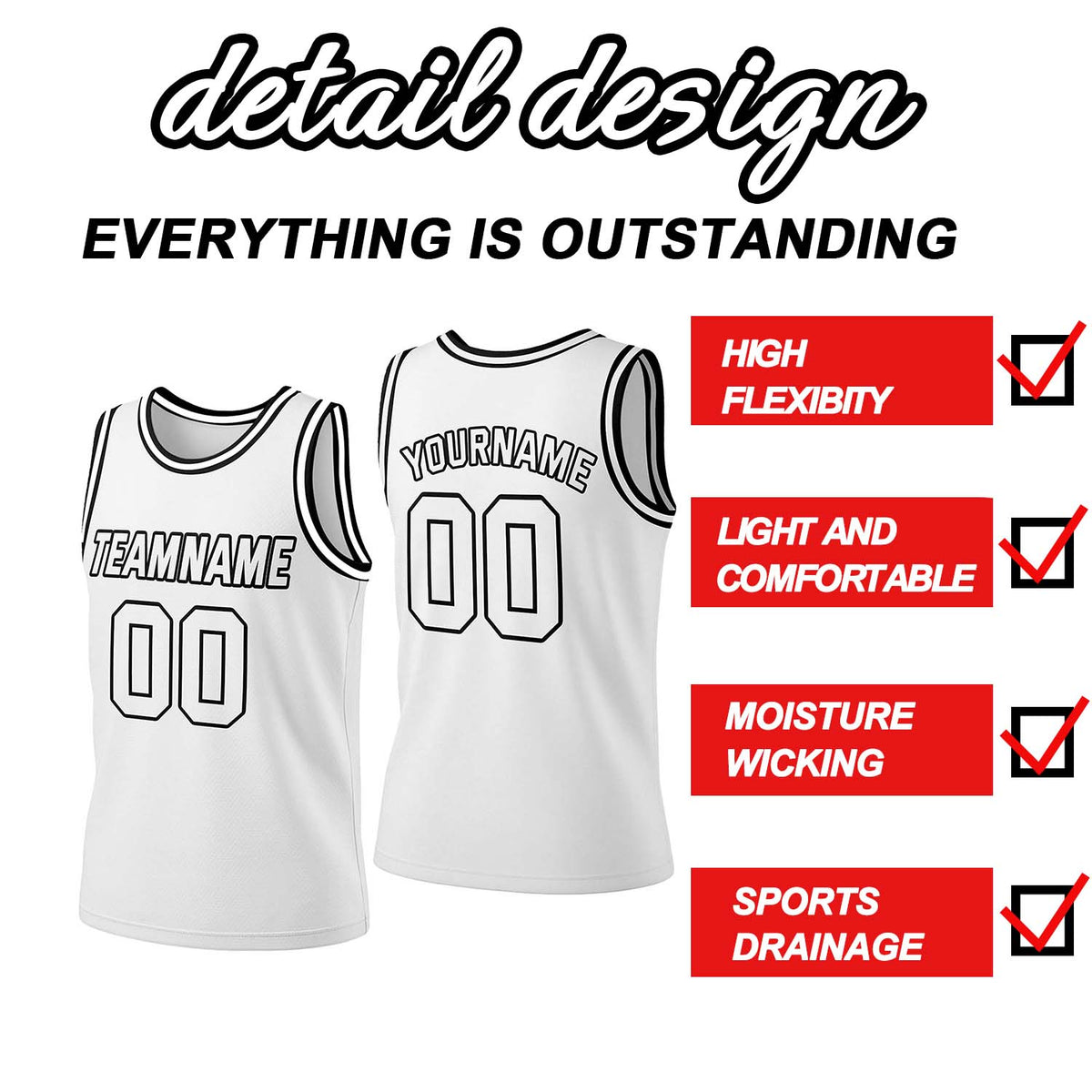 Custom White & Black Mesh Basketball Jersey | Personalized Team Uniform