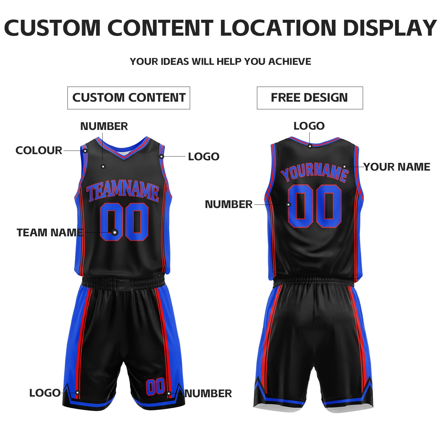 Custom White & Black Reversible Basketball Jersey Shorts Set | Personalized Full Vintage Team Uniform