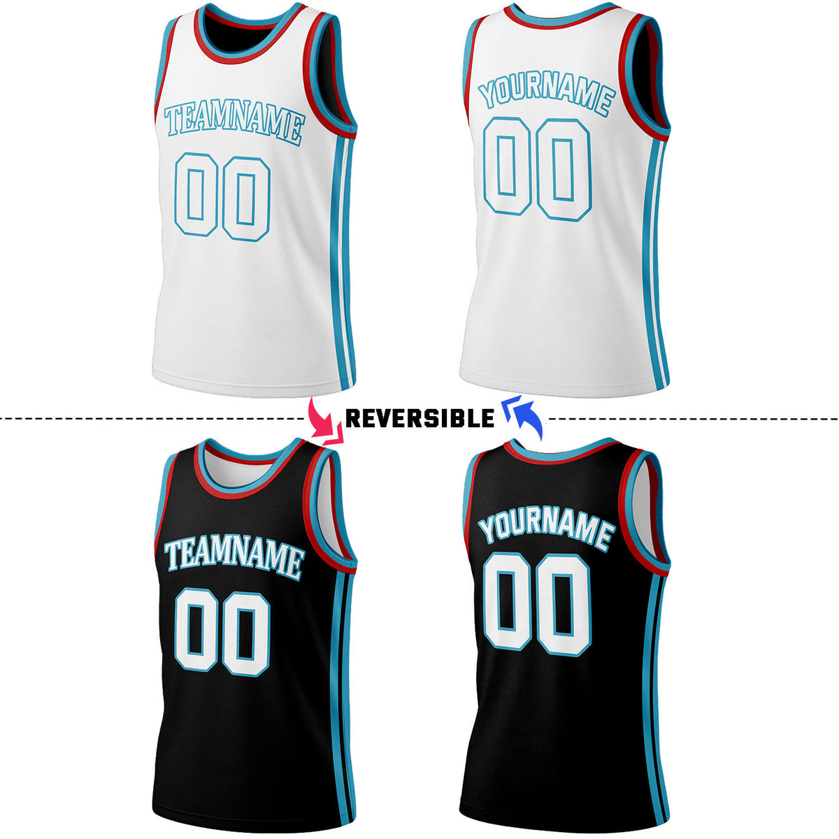 Custom White & Black Reversible Basketball Jersey Shorts Set | Personalized Full Team Uniform