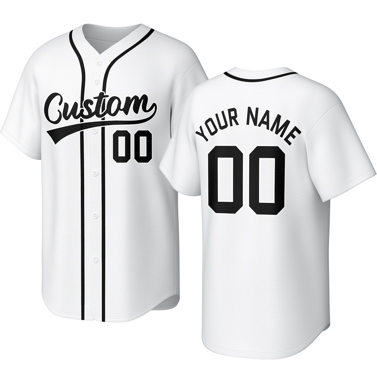 Custom white baseball jersey with stitched logo, personalized name &amp; number, button-front short-sleeve sports uniform for team men women youth game practice - Vosoli