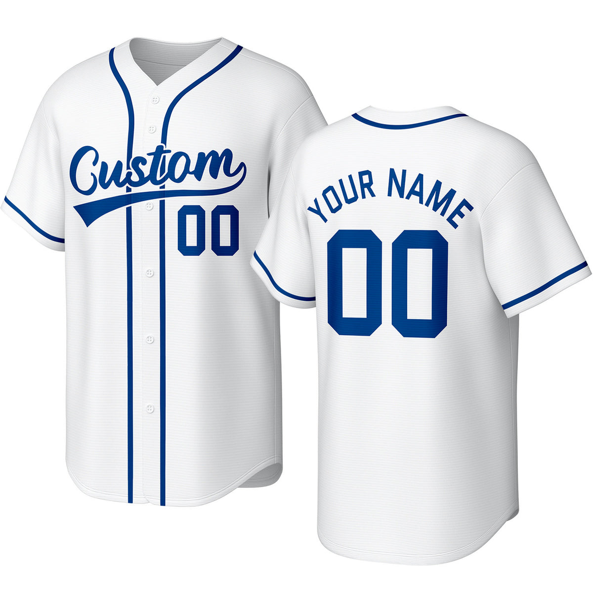 Custom Stitched Baseball Jersey White Blue | Personalized Name &amp; Number | Team Uniform