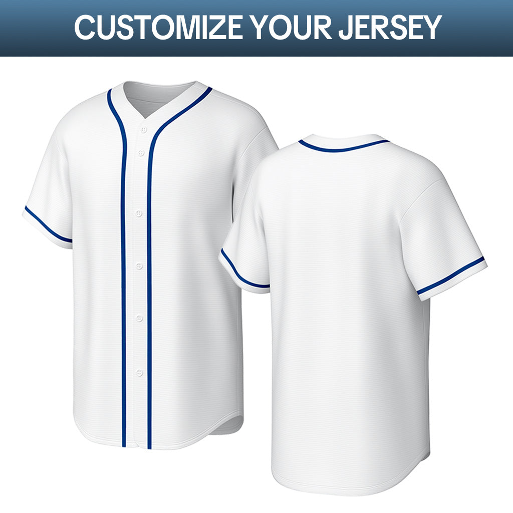 Custom Stitched Baseball Jersey White Blue | Personalized Name & Number | Team Uniform