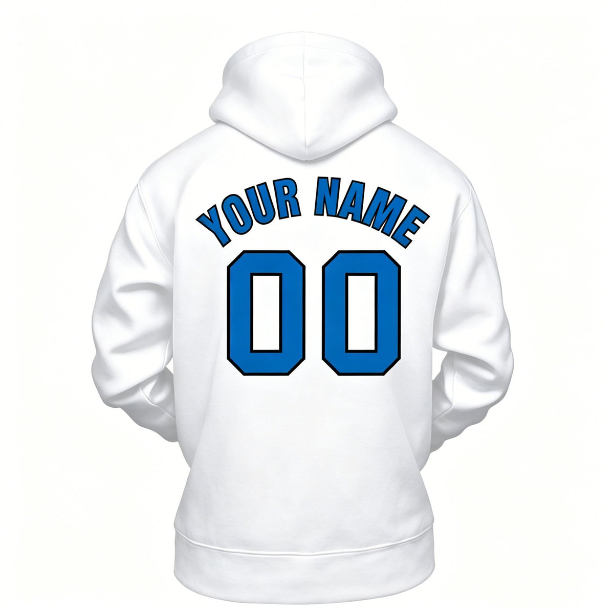 Custom White & Blue Hoodie | Personalized Name & Number Sports Pullover | Vosoli