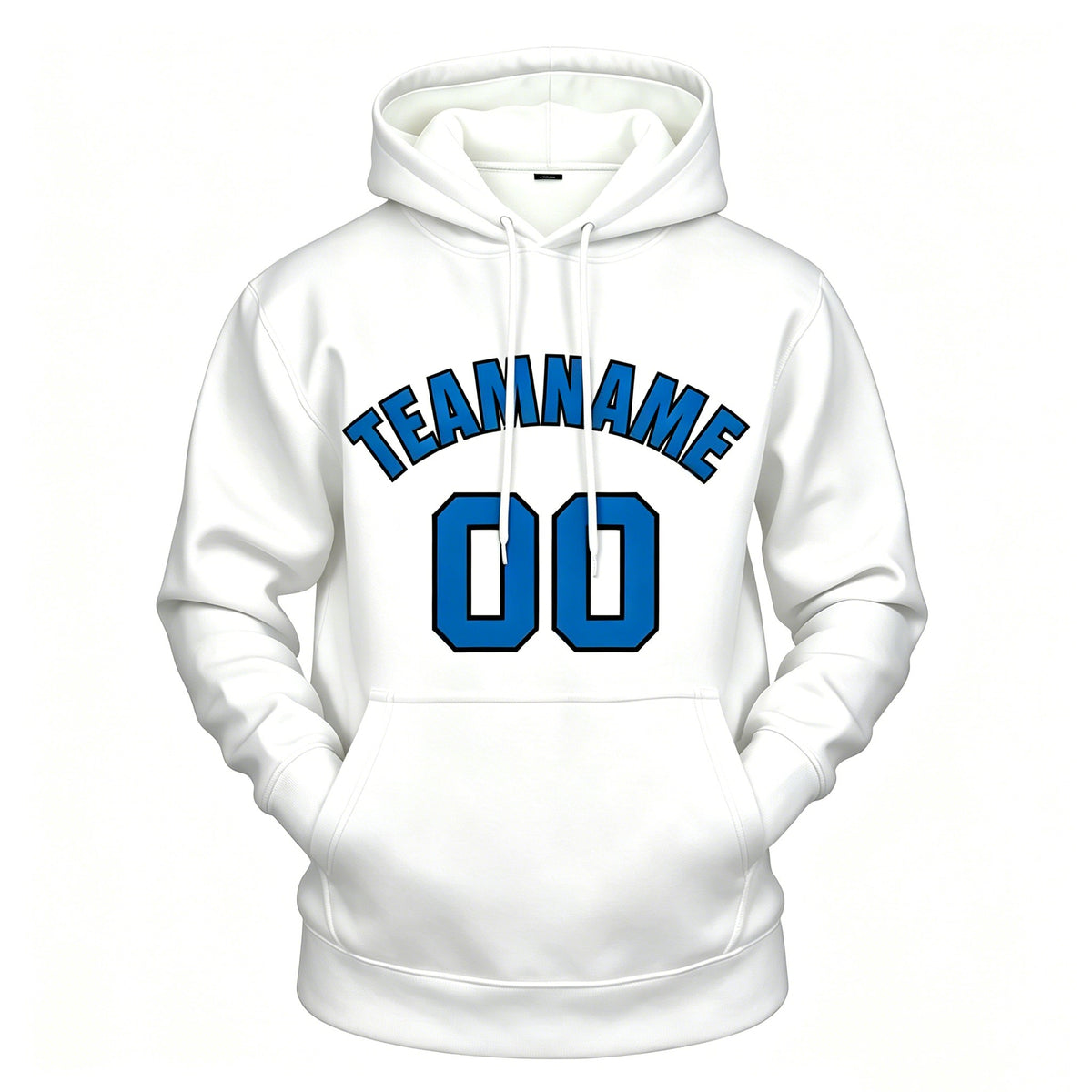 Custom White & Blue Hoodie | Personalized Name & Number Sports Pullover | Vosoli