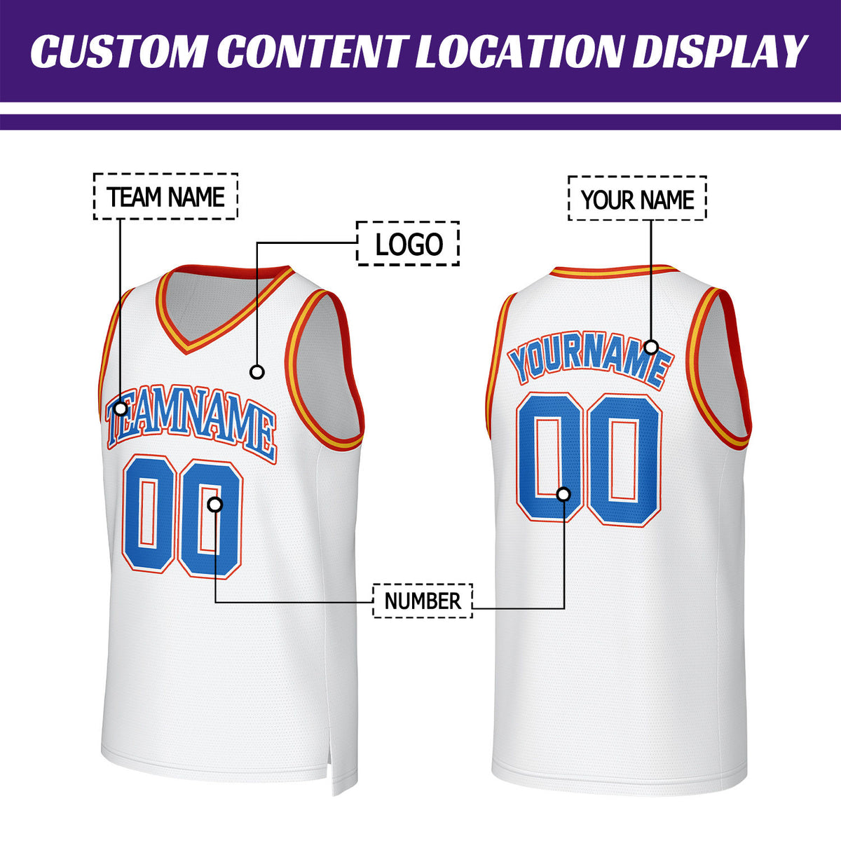 Custom White & Blue Mesh Basketball Jersey | Personalized Name & Number Team Uniform