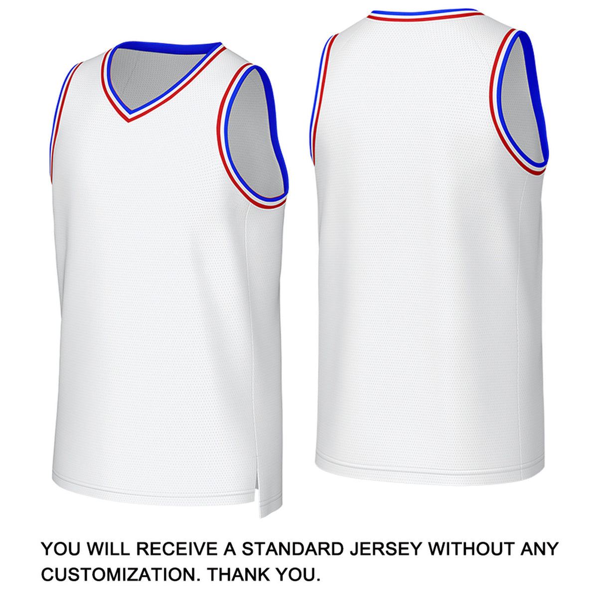 Custom White, Blue & Red Basketball Jersey | Personalized Name & Number Team Uniform
