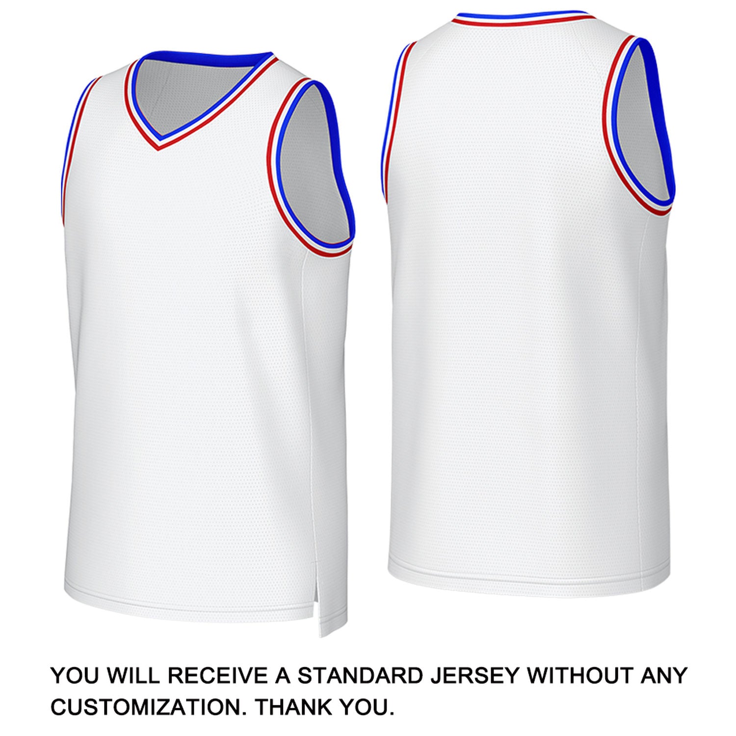 Custom White, Blue & Red Basketball Jersey | Personalized Name & Number Team Uniform