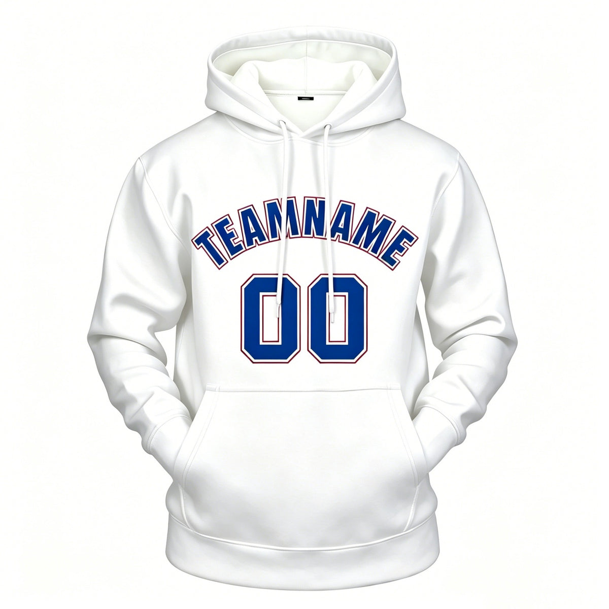 Custom White & Blue Hoodie | Personalized Name & Number Sports Pullover | Vosoli