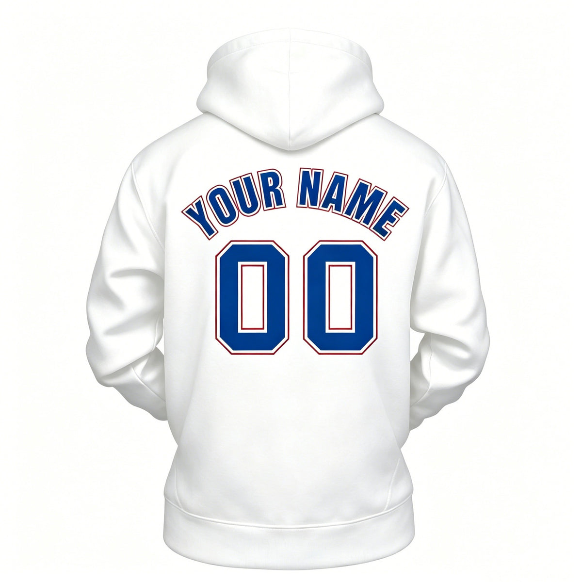 Custom White & Blue Hoodie | Personalized Name & Number Sports Pullover | Vosoli
