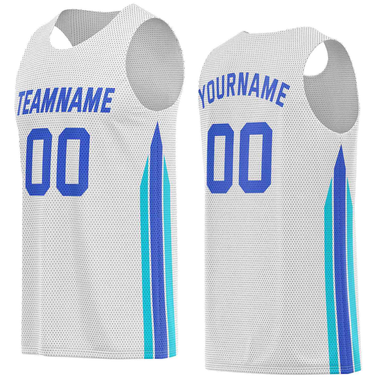 Custom White & Blue-Turquoise Basketball Jersey | Personalized Team Kit - Vosoli