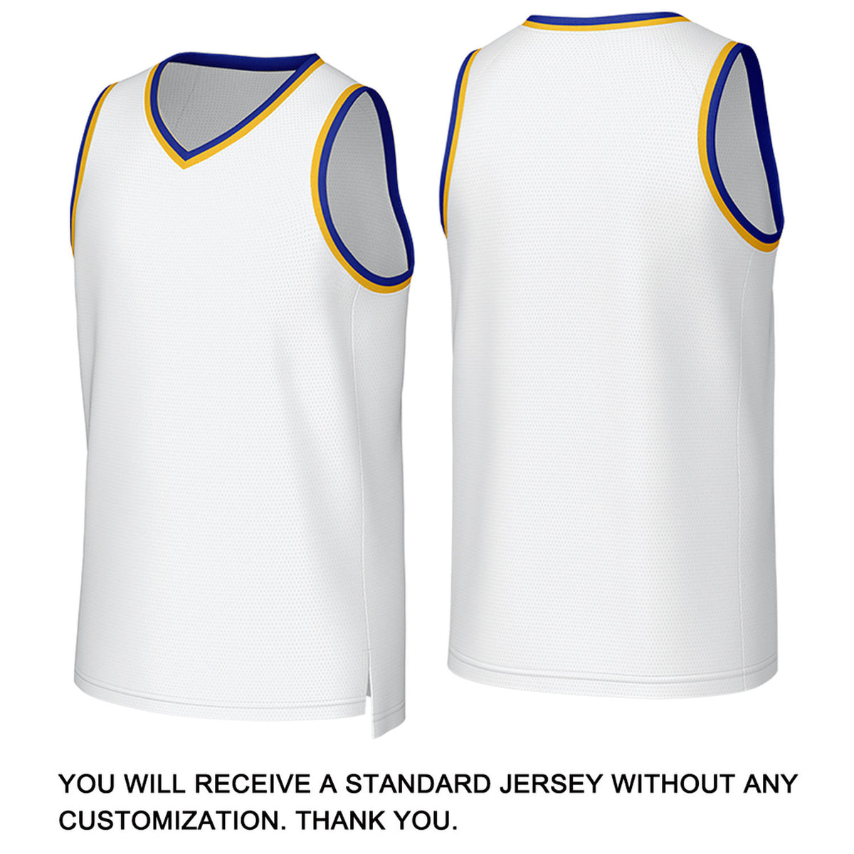 Custom White & Blue Yellow Mesh Basketball Jersey | Personalized Team Uniform for youth & adults