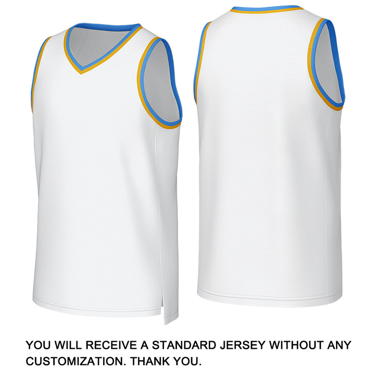 Custom White & Blue Yellow Mesh Basketball Jersey | Personalized Team Uniform for youth & adults