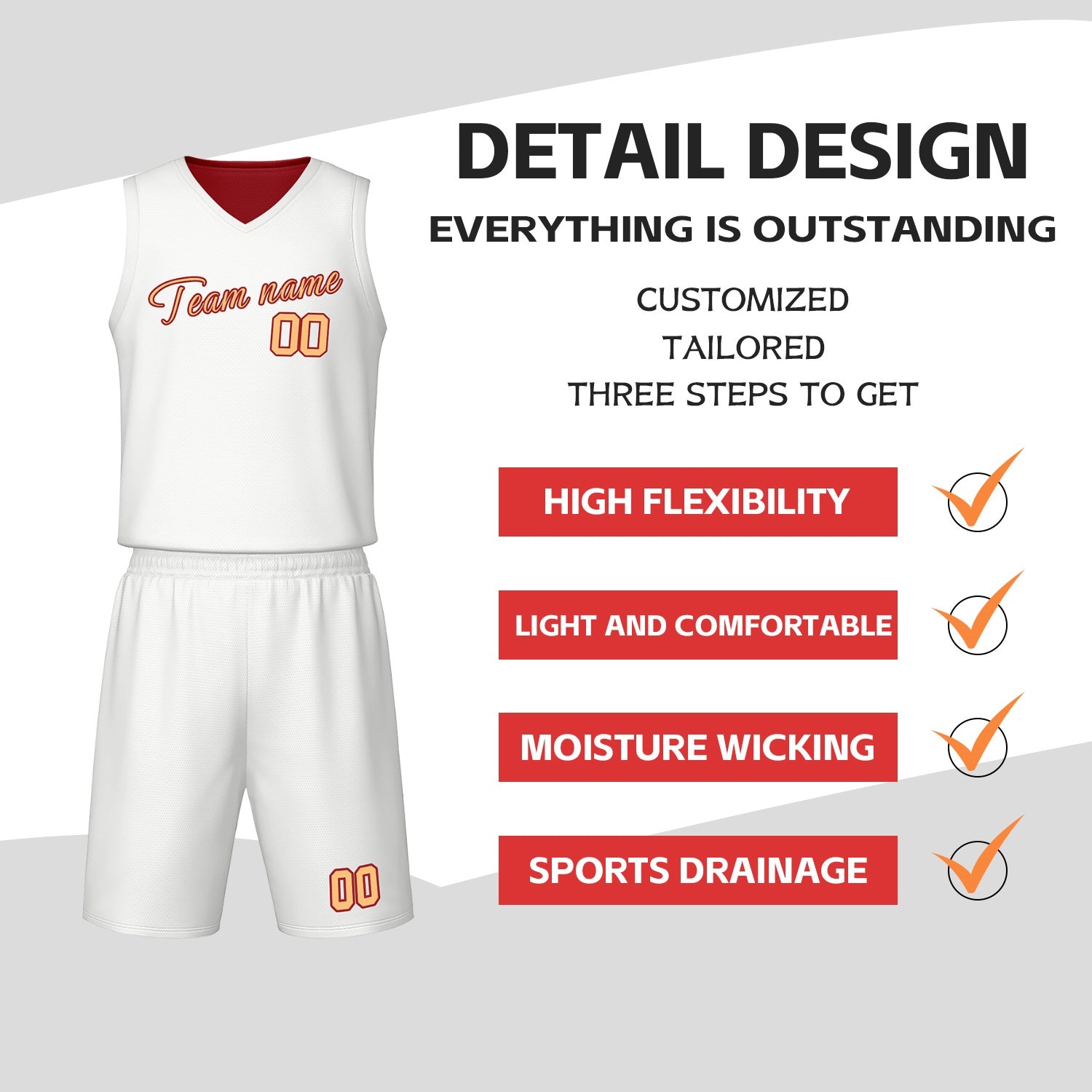 Custom White & Burgundy Reversible Basketball Jersey Shorts Set | Personalized Team Uniform