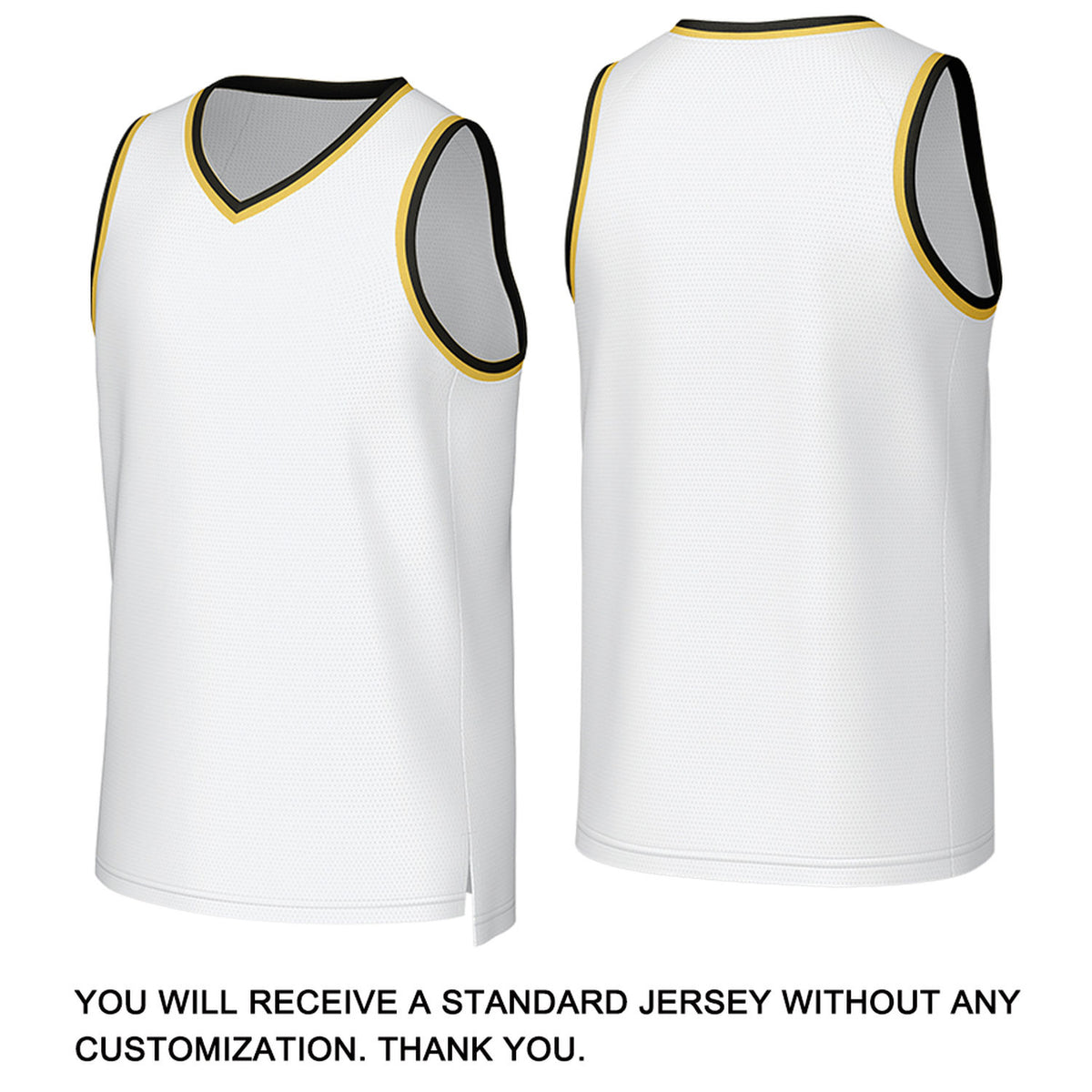 Custom White Gold Basketball Jersey | Personalized Name & Number Team Uniform