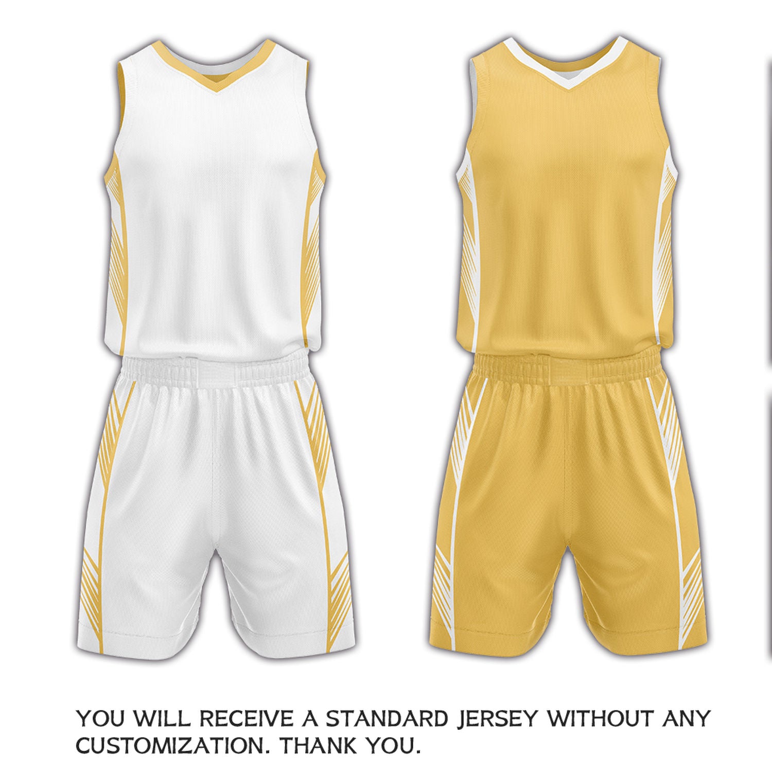 Custom White & Gold Reversible Basketball Uniform Set | Personalized Name Number Sports Jersey Shorts Kit