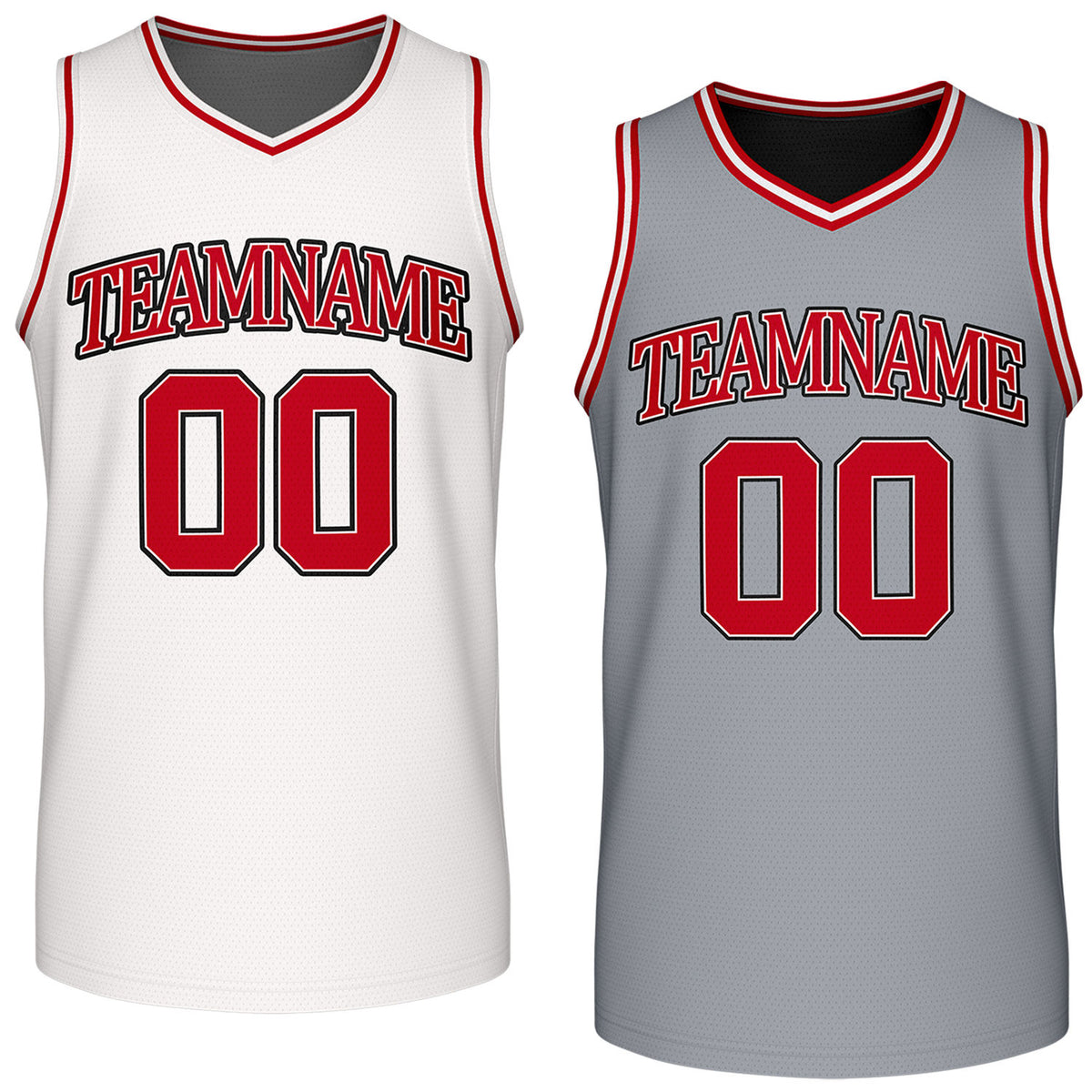 Custom reversible retro white &amp; gray basketball jersey, personalized team name &amp; number, 2-in-1 sleeveless uniform for men women youth adult game practice - Vosoli