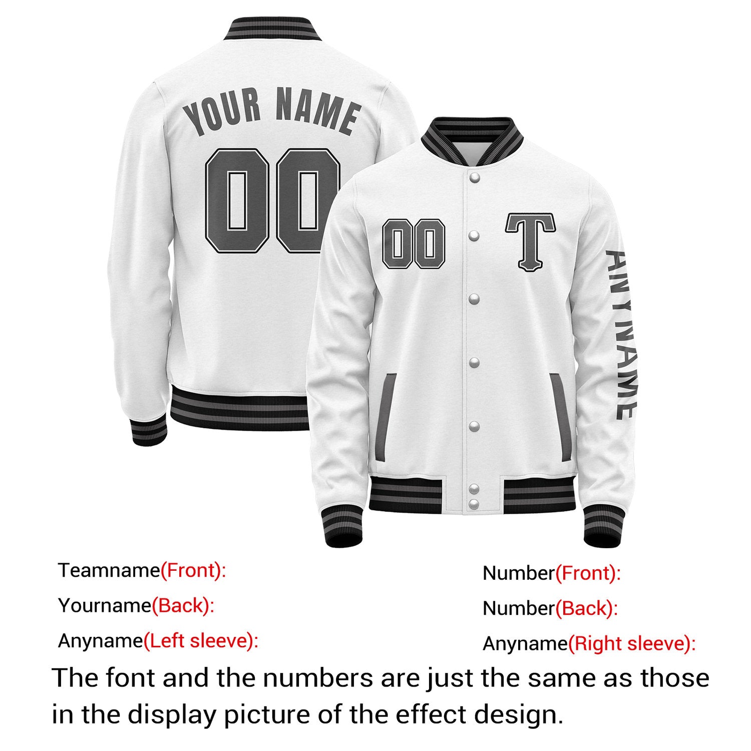 Custom White & Grey Varsity Letterman Jacket | Personalized Baseball Bomber Coat for Adult & Youth