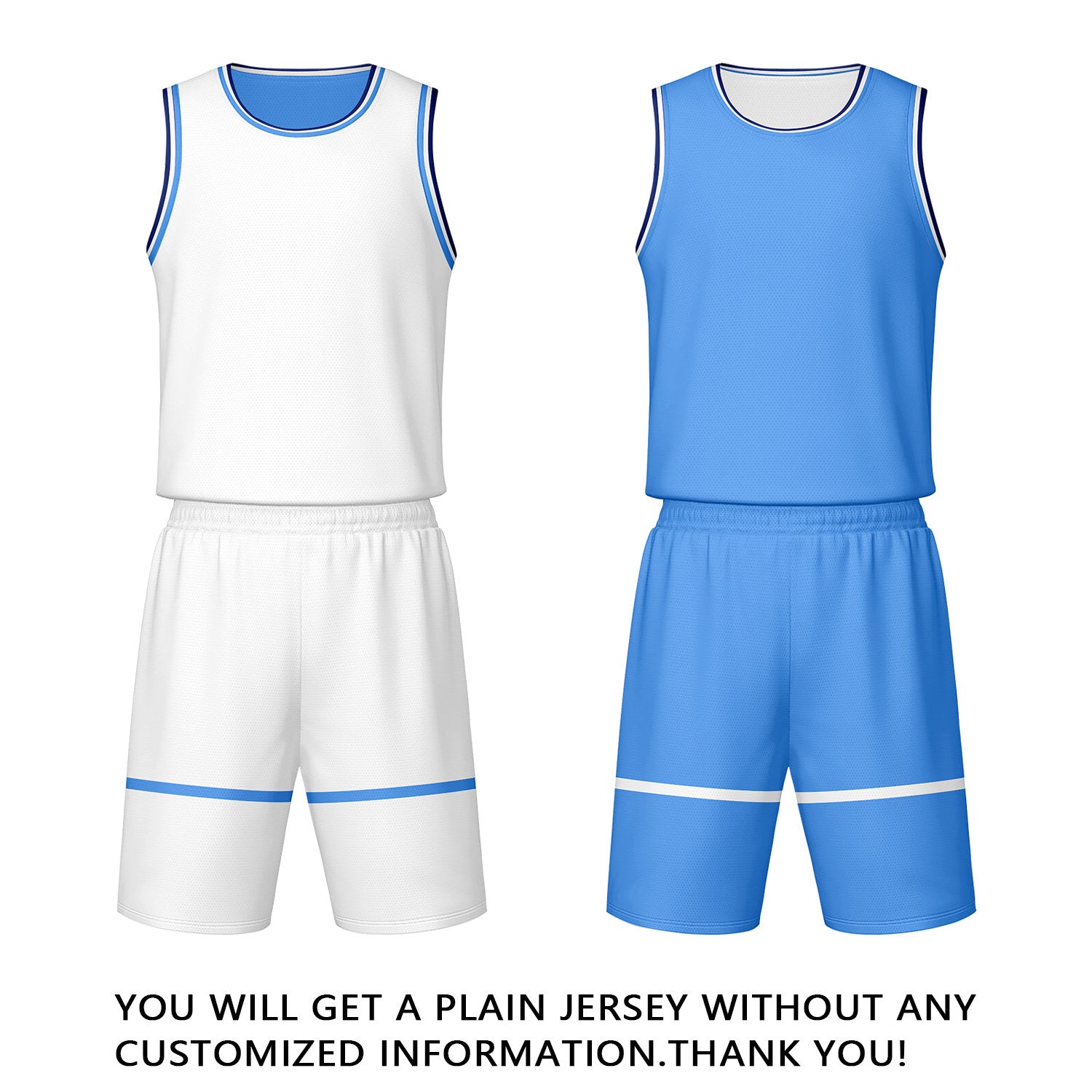 Custom White & Light Blue Reversible Basketball Jersey Shorts Set | Personalized Team Uniform