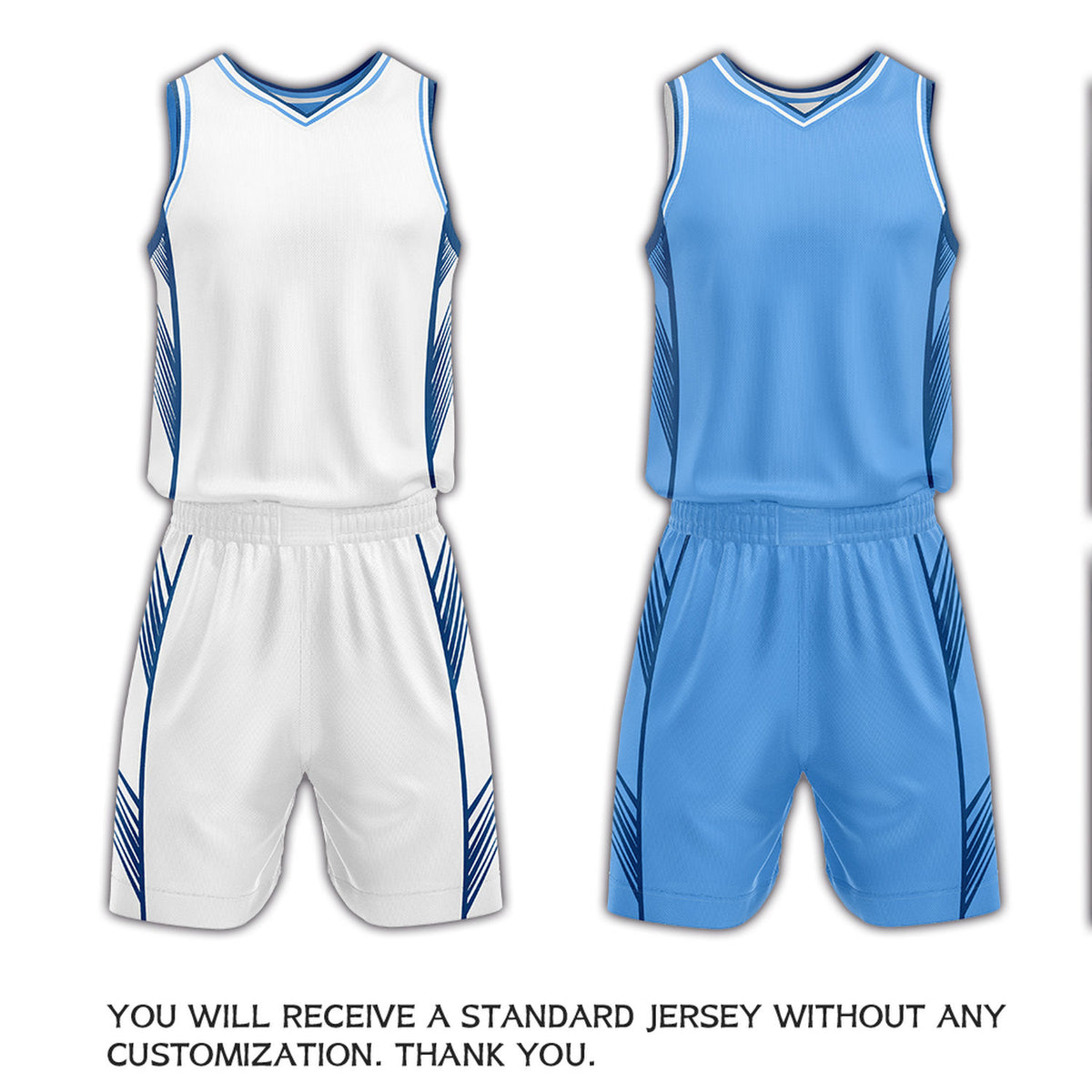 Custom White & Light Blue Reversible Basketball Uniform Set | Personalized Name Number Sports Jersey Shorts Kit