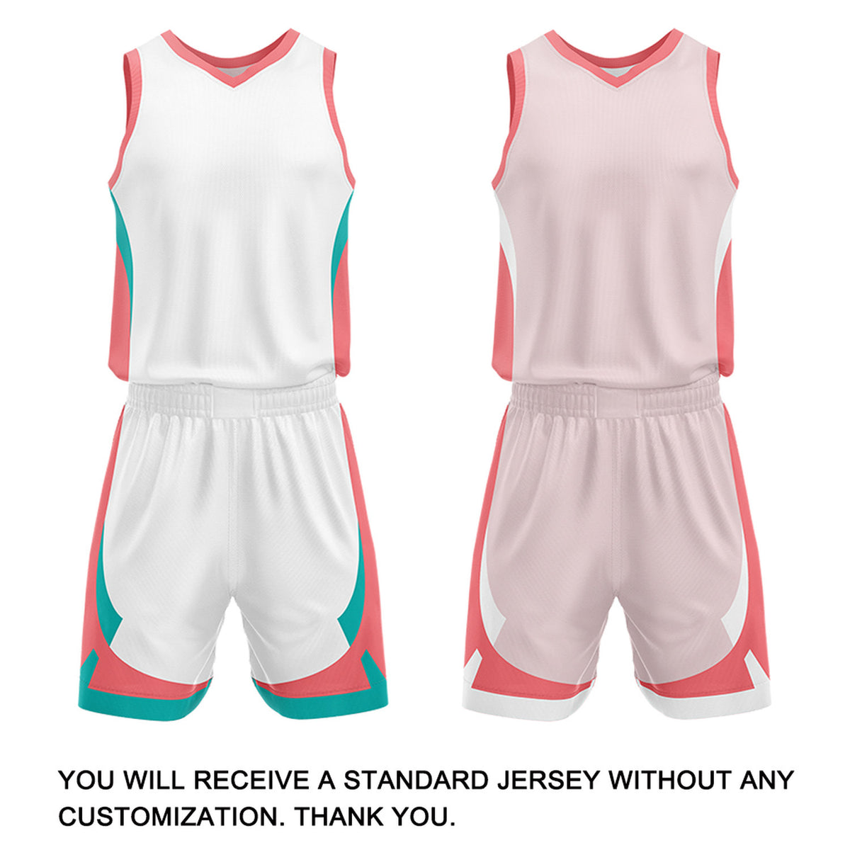 Custom White Light Pink Reversible Basketball Jersey Set | Personalized Name Number Mesh Sports Uniform