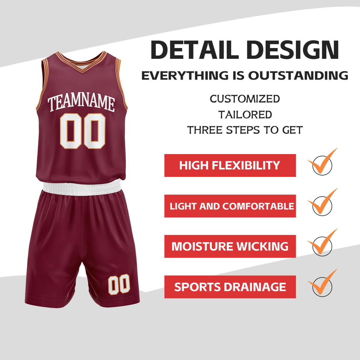 Custom White & Maroon Reversible Basketball Uniform Set | Personalized Name Number Sports Jersey Shorts Kit
