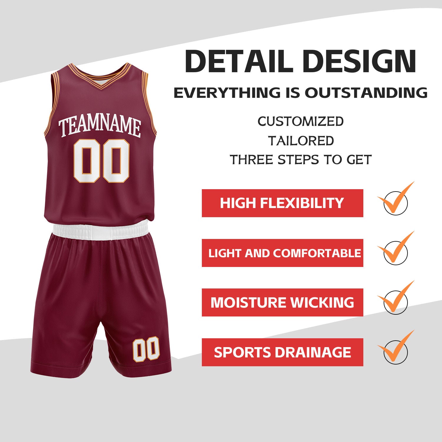 Custom White & Maroon Reversible Basketball Uniform Set | Personalized Name Number Sports Jersey Shorts Kit