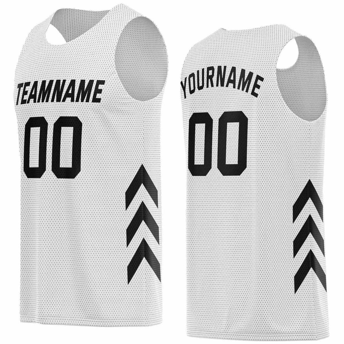 Custom White &amp; Black Chevron Basketball Jersey | Personalized Team Kit - Vosoli