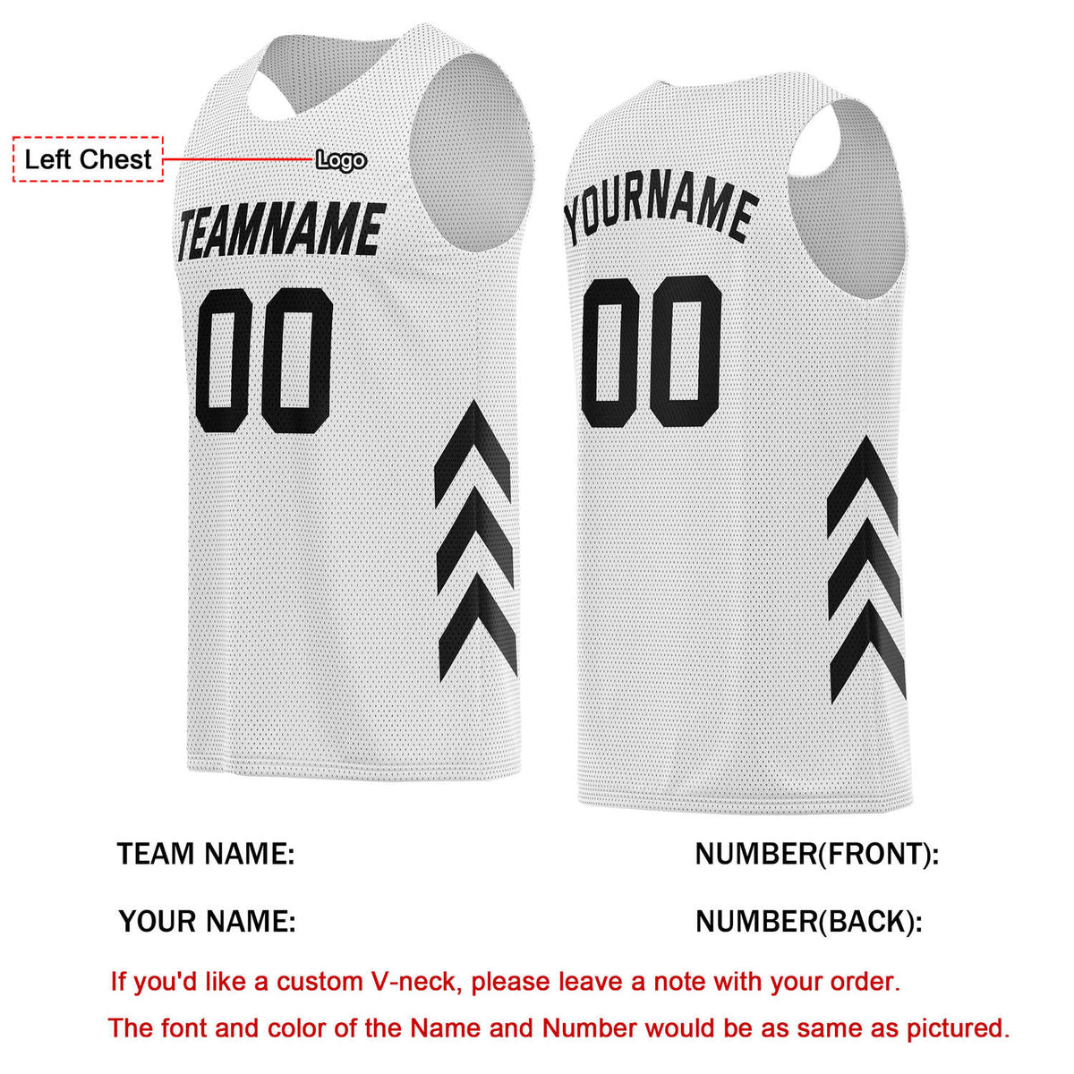 Custom White & Black Chevron Basketball Jersey | Personalized Team Kit - Vosoli