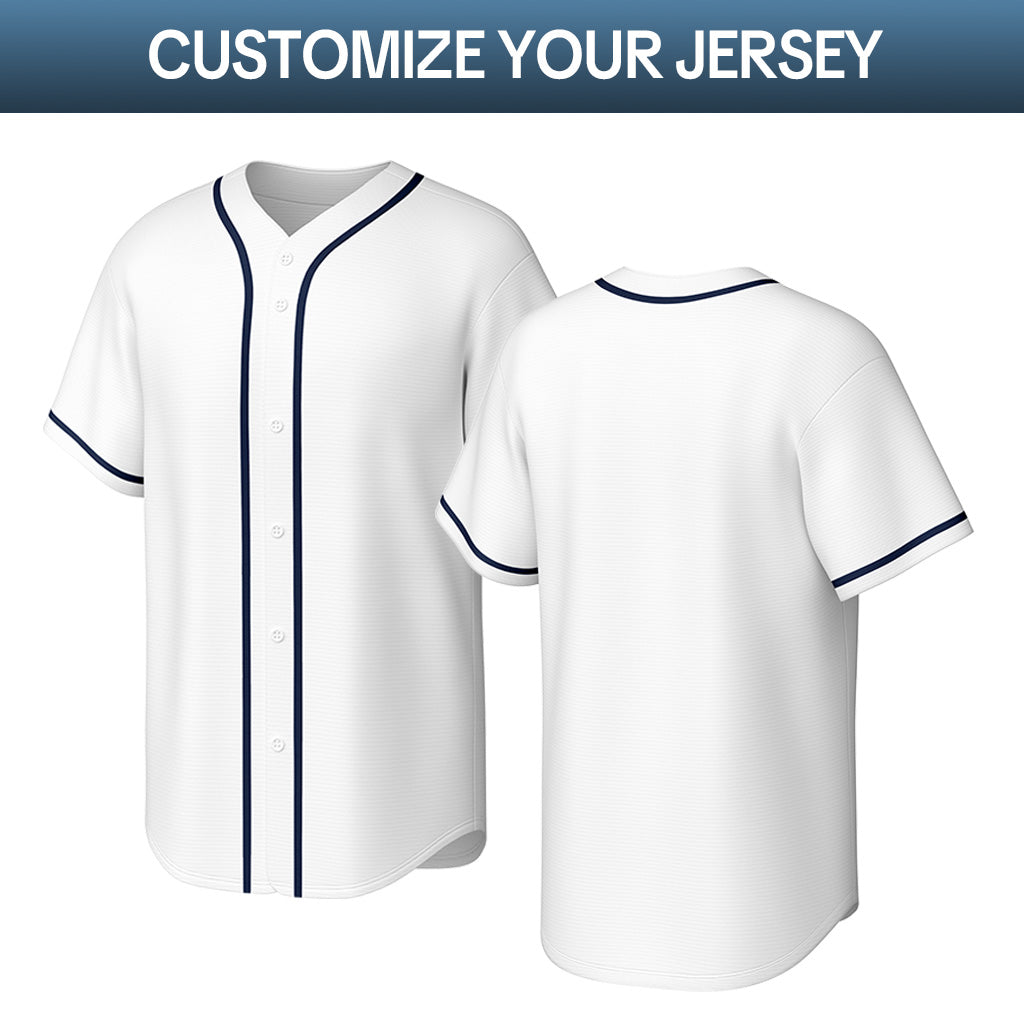Custom Stitched Baseball Jersey White Navy | Personalized Name & Number | Team Uniform