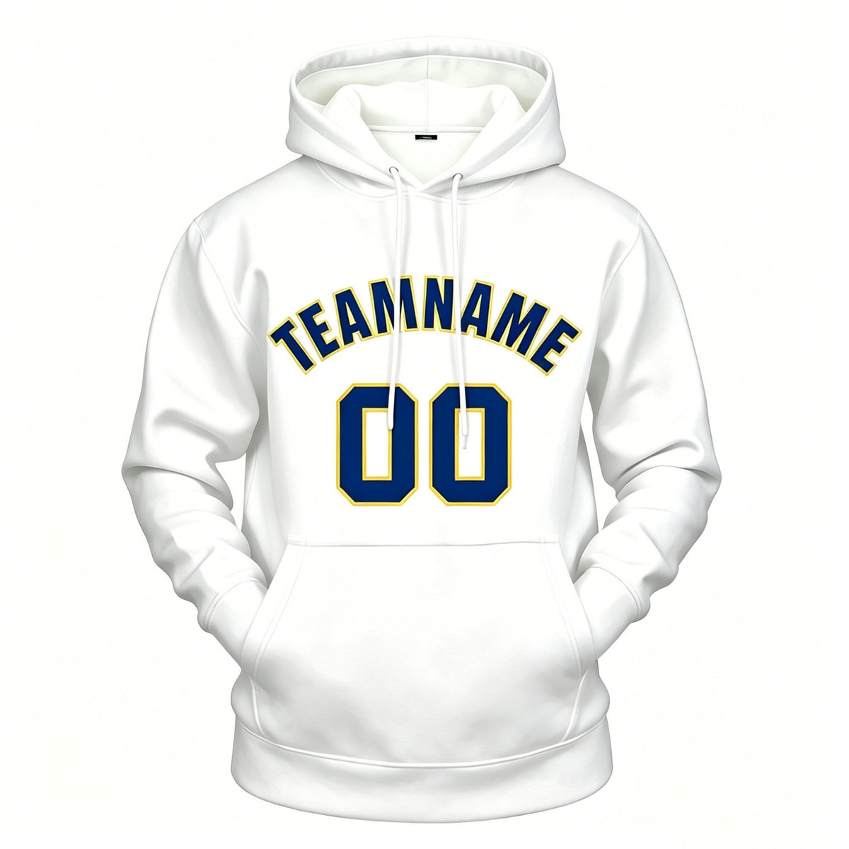 Custom White & Navy Hoodie | Personalized Name & Number Sports Pullover | Vosoli