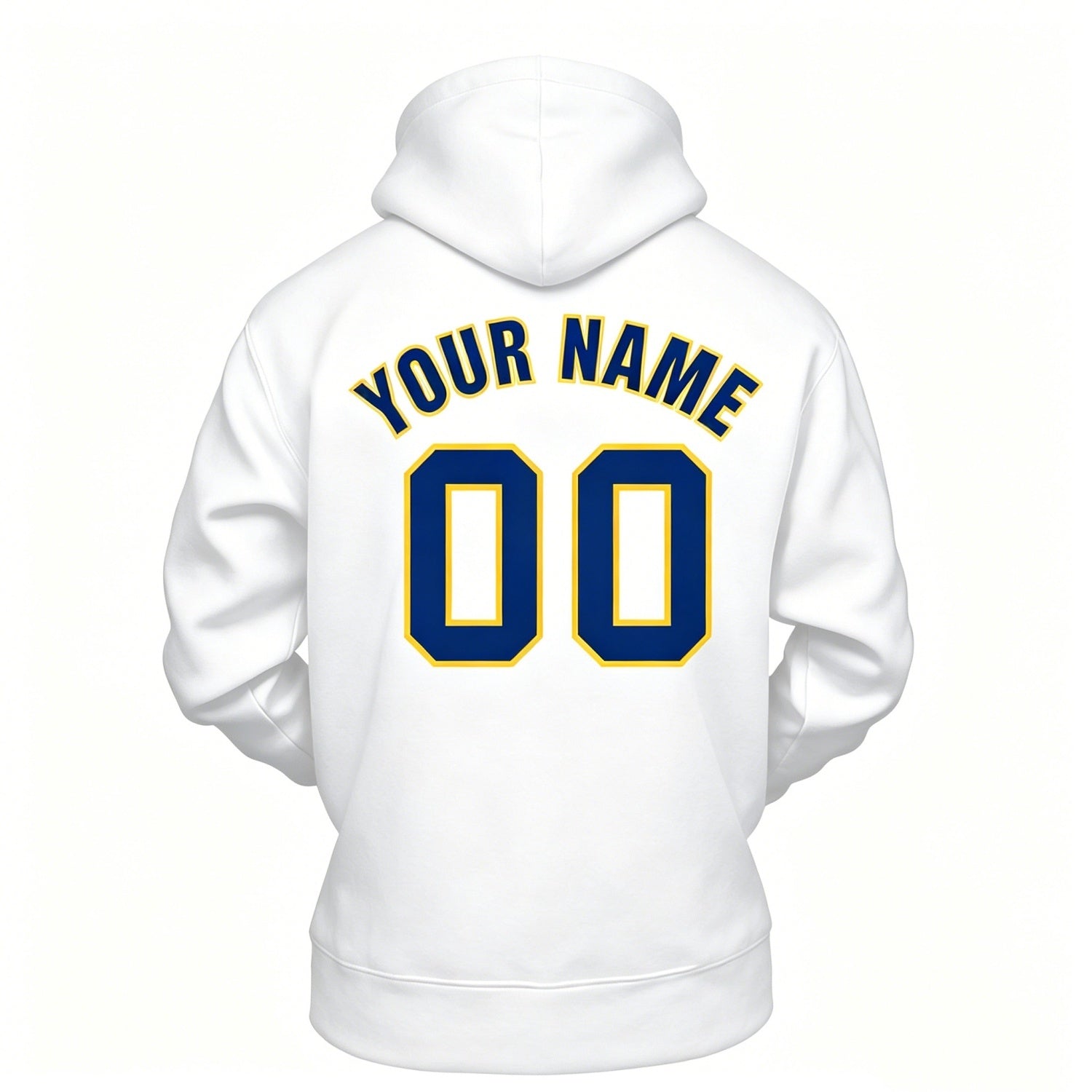 Custom White & Navy Hoodie | Personalized Name & Number Sports Pullover | Vosoli
