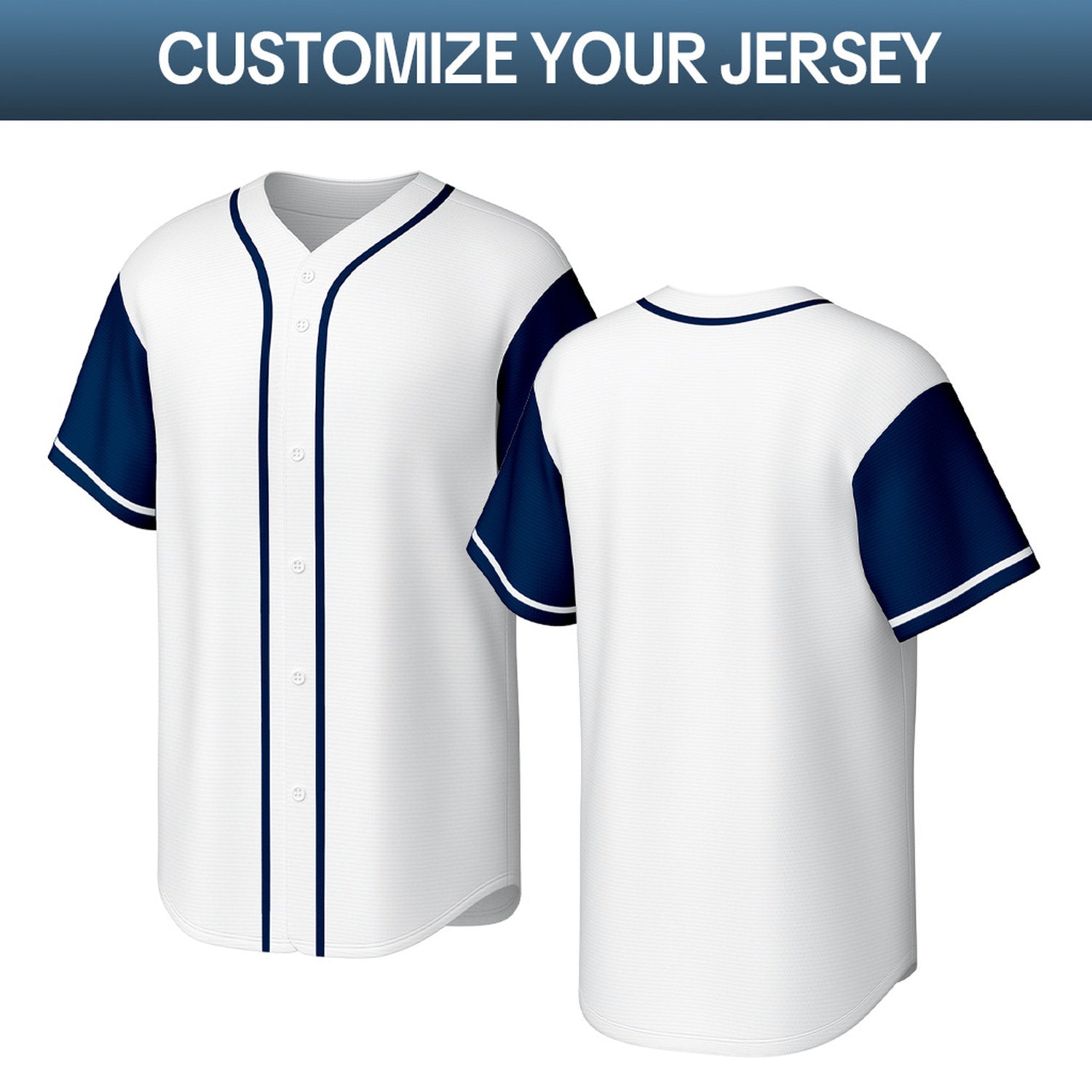 Custom White Navy & Red Personalized Baseball Jersey | Team Sports Uniform | Vosoli
