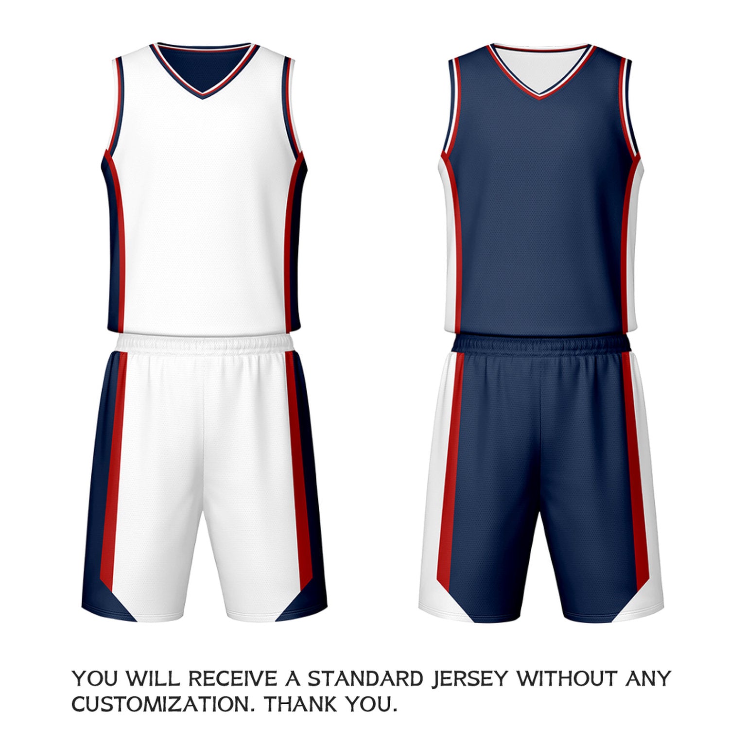 Custom White Navy Reversible Basketball Jersey Set | Personalized Name Number Mesh Sports Uniform