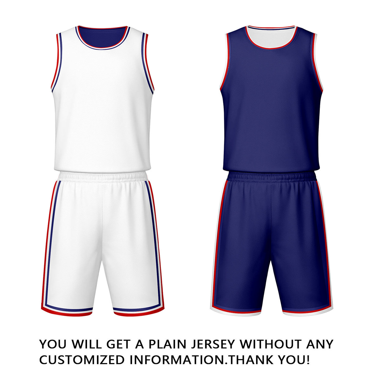 Custom White & Navy Reversible Basketball Jersey Shorts Set | Personalized Team Uniform
