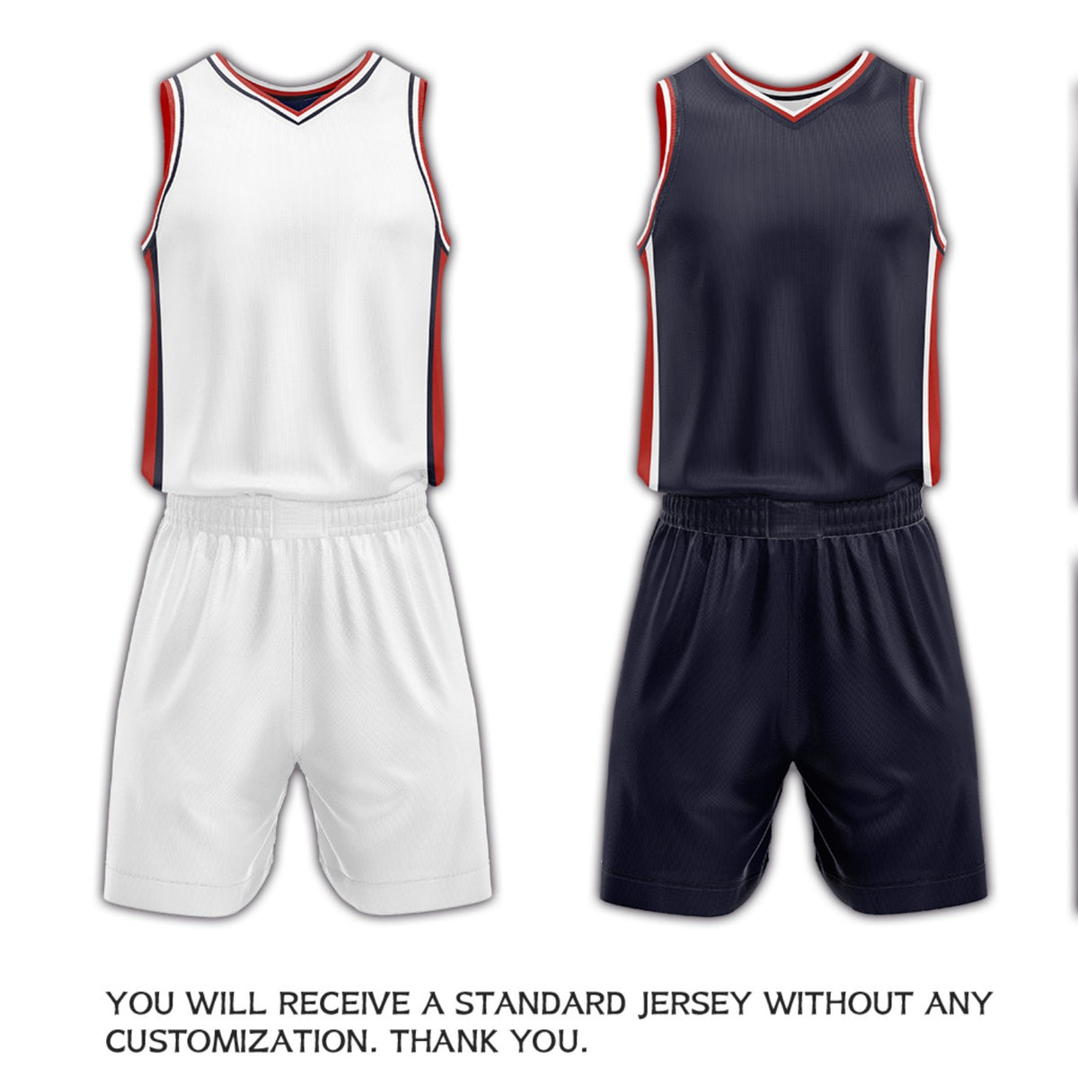 Custom White & Navy Reversible Basketball Uniform Set | Personalized Name Number Sports Jersey Shorts Kit