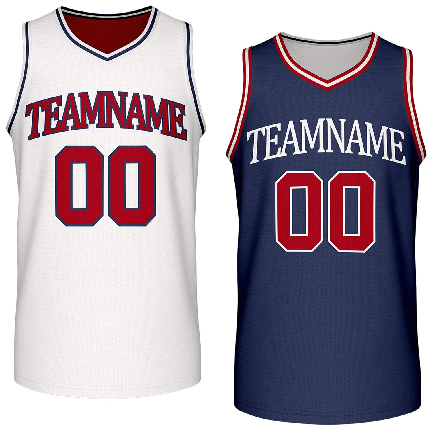 Custom reversible retro white & navy basketball jersey, personalized team name & number, 2-in-1 sleeveless uniform for men women youth adult game practice - Vosoli