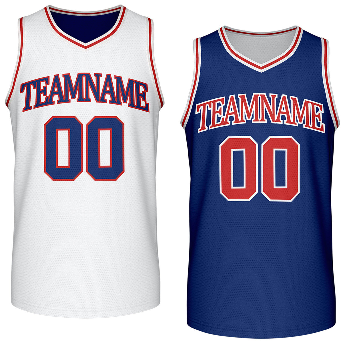 Custom reversible retro white &amp; navy basketball jersey, personalized team name &amp; number, 2-in-1 sleeveless uniform for men women youth adult game practice - Vosoli