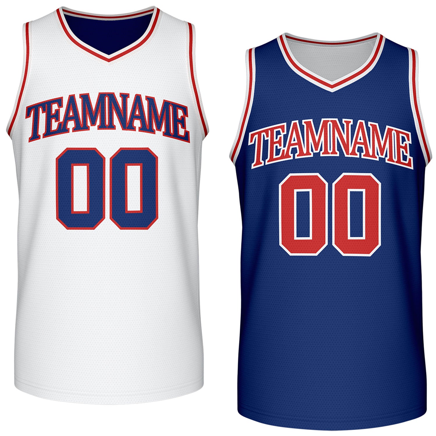 Custom reversible retro white & navy basketball jersey, personalized team name & number, 2-in-1 sleeveless uniform for men women youth adult game practice - Vosoli
