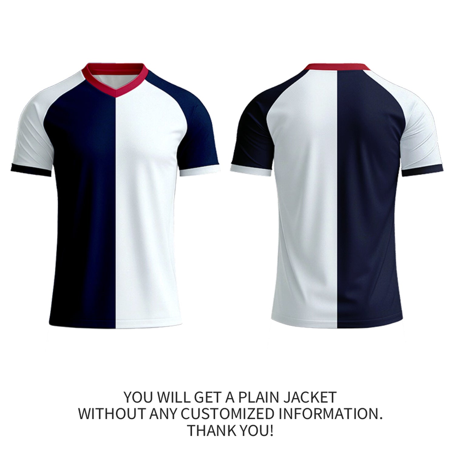 Custom White & Navy Split Soccer Jersey | Personalized Short Sleeve V-Neck Uniform for Youth & Adult