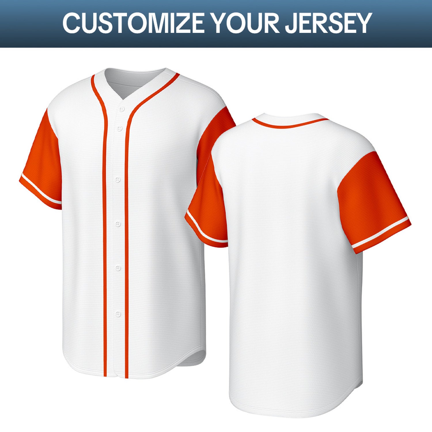 Custom White & Orange Personalized Baseball Jersey | Team Sports Uniform | Vosoli