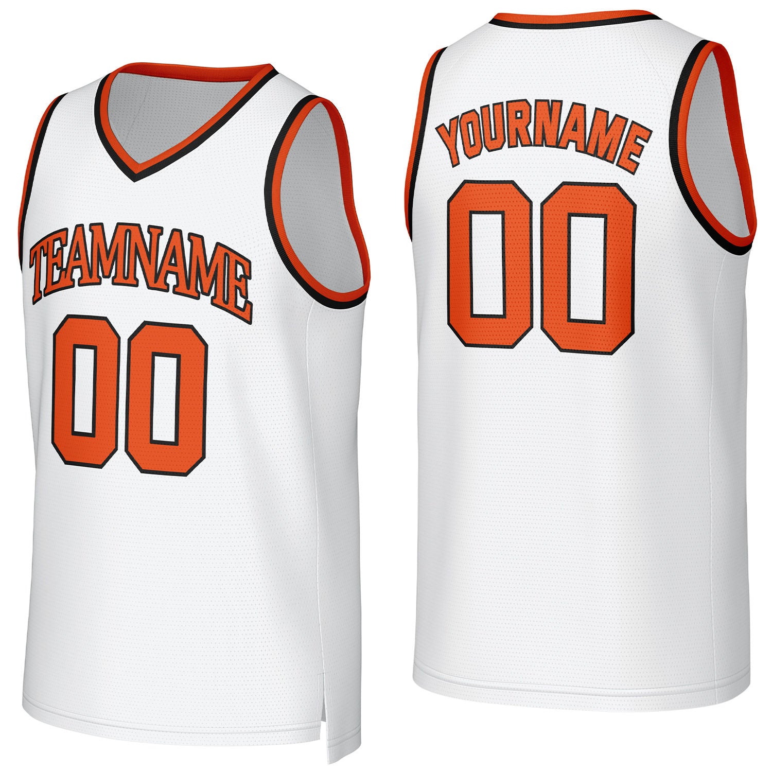 Custom white-orange mesh basketball jersey with logo, personalized name & number, team uniform for men women youth game practice - Vosoli