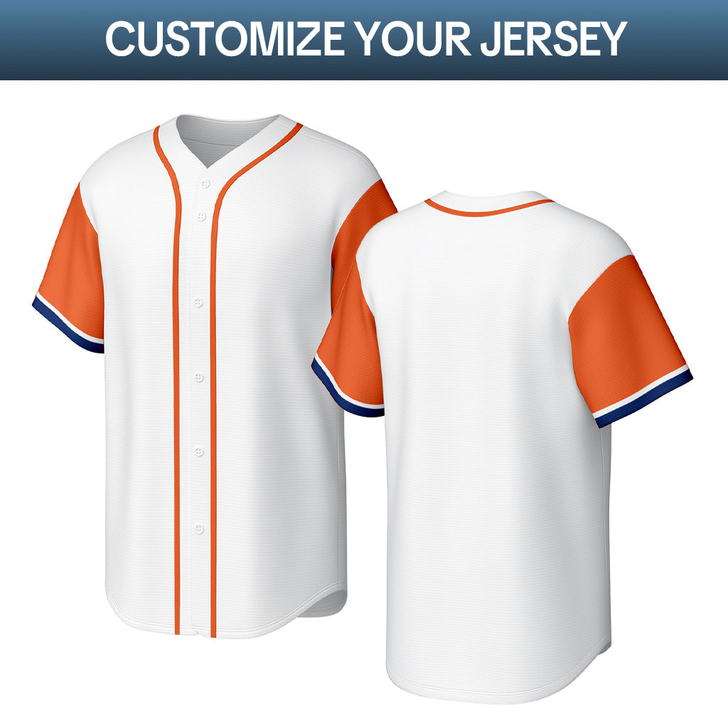 Custom Stitched Baseball Jersey White Orange Navy | Personalized Name & Number | Team Uniform