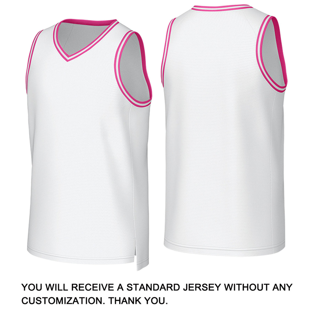 Custom White & Pink Mesh Basketball Jersey | Personalized Name & Number Team Uniform